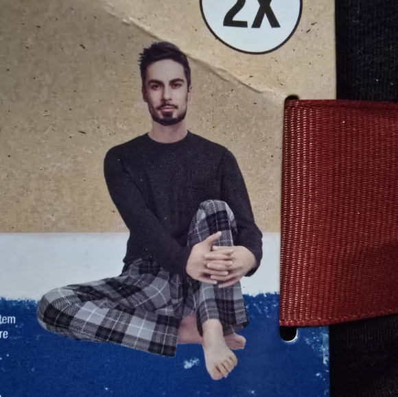 New With Tags Men Size 2XL Highland Originals Microfleece Sleep Set Black Plaid - Picture 3 of 7